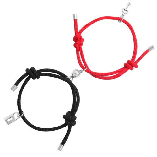 Couple Bracelet and Bangle Zinc Alloy with Magnet & Spandex plated 2 pieces & Adjustable & Unisex Length Approx 18-28 cm Sold By PC