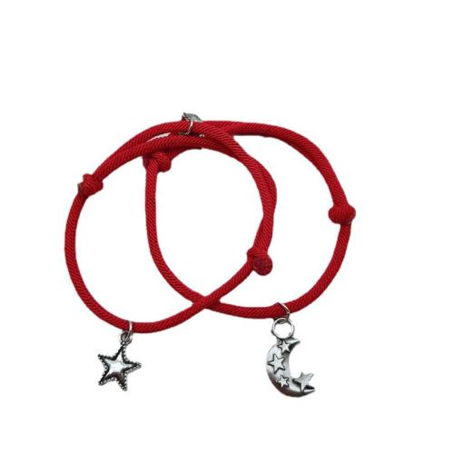 Couple Bracelet and Bangle Zinc Alloy with Magnet & Spandex 2 pieces & Adjustable & Unisex Length Approx 14-20 cm Sold By Set
