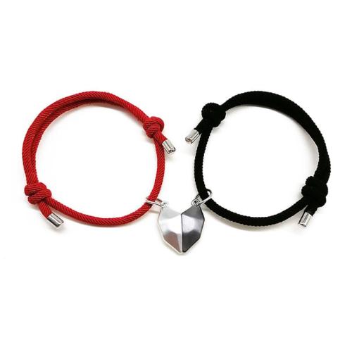 Couple Bracelet and Bangle Zinc Alloy with Magnet & Spandex plated 2 pieces & Adjustable & Unisex Length Approx 18-28 cm Sold By Set