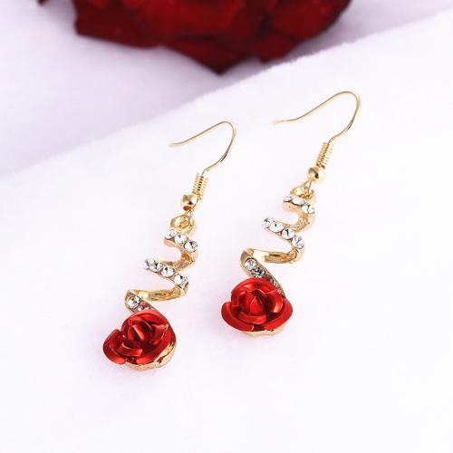 Zinc Alloy Drop Earrings plated micro pave cubic zirconia & for woman golden Sold By Pair