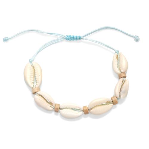 Fashion Jewelry Anklet, Shell, with Knot Cord & Wood, for woman, more colors for choice, Sold By PC