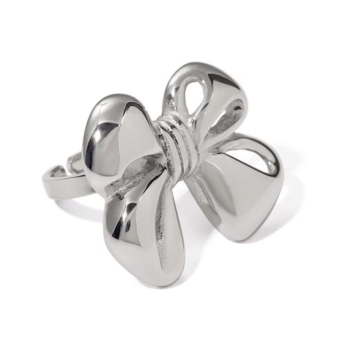 خاتم إصبع الفولاذ المقاوم للصدأ, 304 الفولاذ المقاوم للصدأ, BOWKNOT, مجوهرات الموضة & للمرأة, اللون الأصلي, تباع بواسطة PC