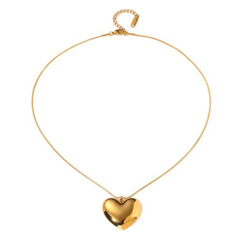 Stainless Steel Jewelry Necklace 304 Stainless Steel with 5cm extender chain Heart 18K gold plated fashion jewelry & for woman golden 26.70mm Length Approx 45 cm Sold By PC