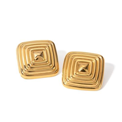 Stainless Steel Stud Earrings 304 Stainless Steel 18K gold plated fashion jewelry & for woman golden 23.80mm Sold By Pair