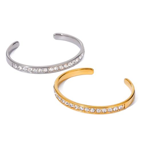 Stainless Steel Bangle 304 Stainless Steel Vacuum Ion Plating fashion jewelry & for woman & with rhinestone Inner Approx 61mm Sold By PC