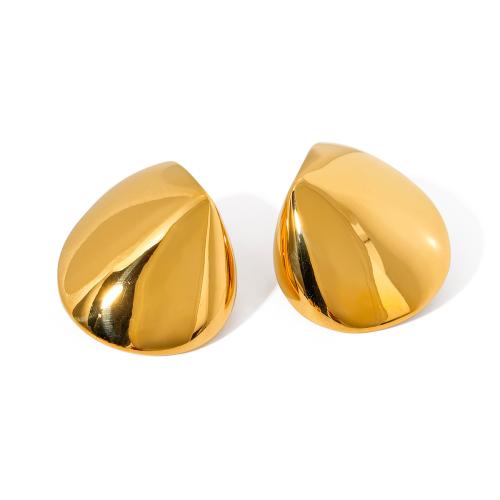 Stainless Steel Stud Earrings, 304 Stainless Steel, 18K gold plated, fashion jewelry & for woman, golden, 26.80x29.40mm, Sold By Pair