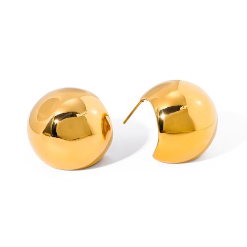 Stainless Steel Stud Earrings, 304 Stainless Steel, 18K gold plated, fashion jewelry & for woman, golden, 28.10x28.90mm, Sold By Pair