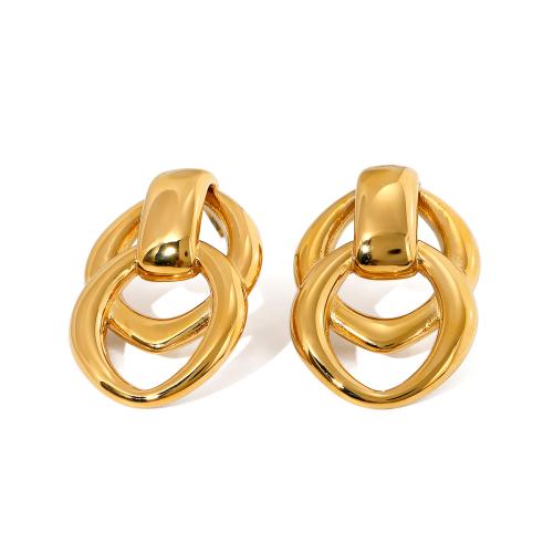 Stainless Steel Stud Earrings, 304 Stainless Steel, 18K gold plated, fashion jewelry & for woman, golden, 24.10x35.90mm, Sold By Pair