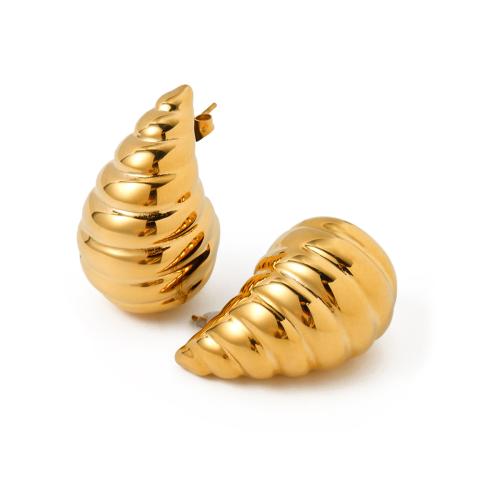 Edelstahl Ohrringe, 304 Edelstahl, 18K vergoldet, Modeschmuck & für Frau, goldfarben, 32.70x20.20mm, verkauft von Paar