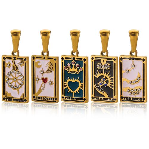 Stainless Steel Pendants 304 Stainless Steel DIY & micro pave cubic zirconia & enamel Sold By PC