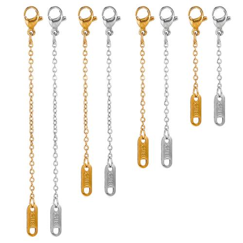 Rostfritt stål Extender Chain, 304 rostfritt stål, olika längd för val & DIY, fler färger för val, 10Strands/Bag, Säljs av Bag