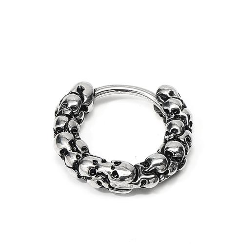 Stainless Steel Huggie Hoop Earring 304 Stainless Steel Skull punk style & for man original color Sold By PC