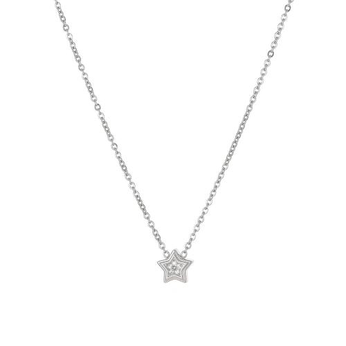 Stainless Steel Jewelry Necklace, 304 Stainless Steel, with 5cm extender chain, Star, Vacuum Ion Plating, fashion jewelry & for woman, more colors for choice, 8mm, Length:40 cm, Sold By PC