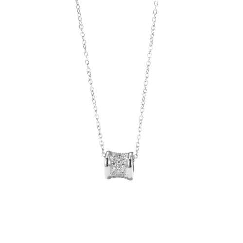 Stainless Steel Jewelry Necklace 304 Stainless Steel with 5cm extender chain Column Vacuum Ion Plating fashion jewelry & micro pave cubic zirconia & for woman Length 40 cm Sold By PC
