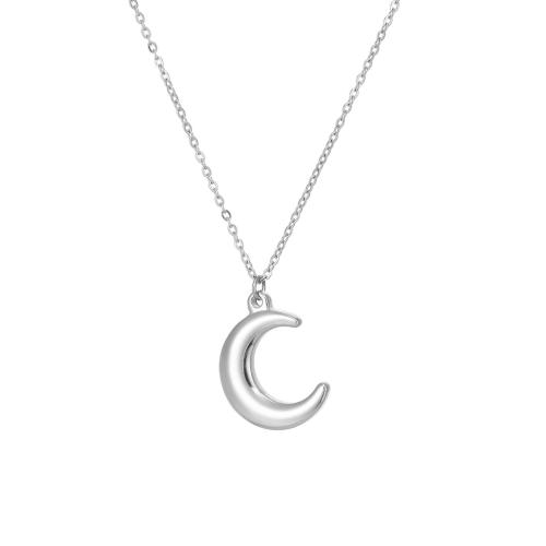 Stainless Steel Jewelry Necklace, 304 Stainless Steel, with 5cm extender chain, Moon, Vacuum Ion Plating, fashion jewelry & for woman, more colors for choice, Length:Approx 40 cm, Sold By PC