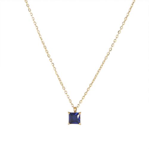 Edelstahl Schmuck Halskette, 304 Edelstahl, mit kubischer Zirkonia, Quadrat, Modeschmuck & für Frau, keine, Länge ca. 45 cm, verkauft von PC