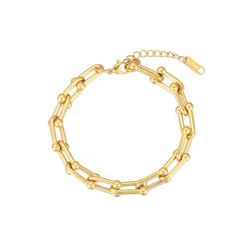 Stainless Steel Jewelry Bracelet, 304 Stainless Steel, with 3cm extender chain, Vacuum Ion Plating, fashion jewelry & for woman, golden, Length:Approx 16.5 cm, Sold By PC