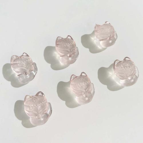 Natural Rose Quartz Beads, Fox, DIY, pink, 14x16mm, Sold By PC