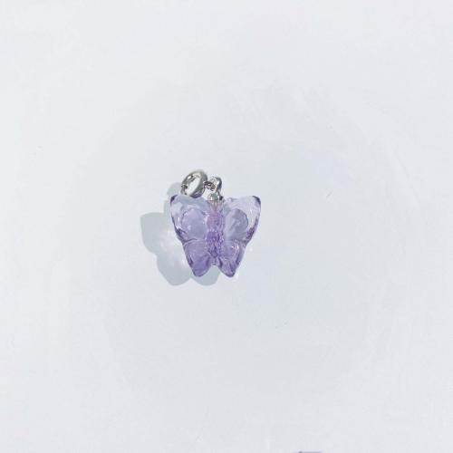 Quartz Gemstone Pendants, Amethyst, with Brass, Butterfly, DIY, purple, 13x15mm, Sold By PC
