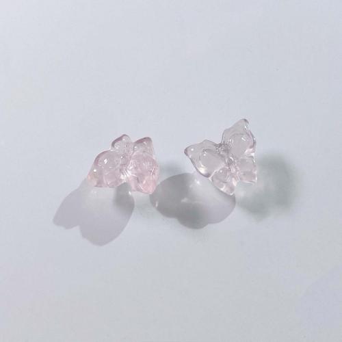 Perles Quartz Rose naturel, papillon, DIY, rose, 13x15mm, Vendu par PC