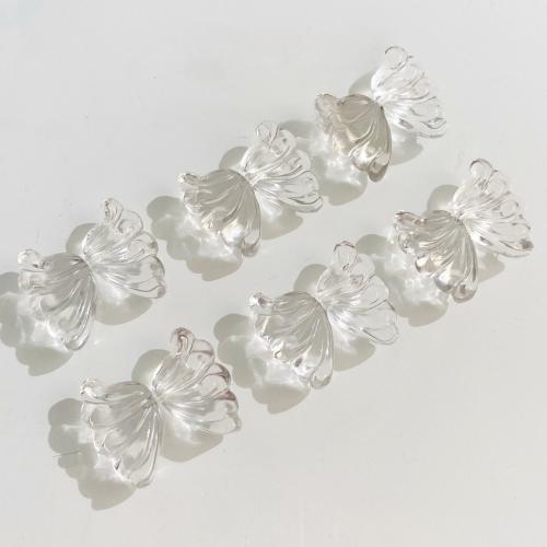 Perles de Quartz clair naturel, papillon, DIY, blanc, 11x19mm, Vendu par PC