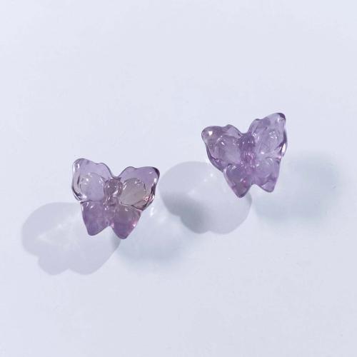 Natural Amethyst Beads, Butterfly, DIY, purple, 13x15mm, Sold By PC
