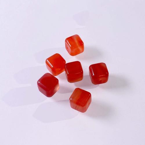 Koraliki agatowe, Agat, Kwadrat, DIY, czerwony, 10mm, sprzedane przez PC