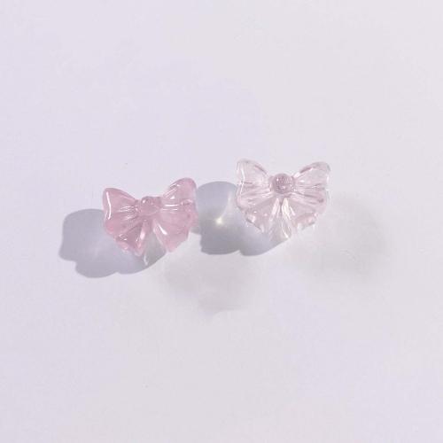 Natural Rose Quartz Beads Bowknot DIY pink Sold By PC