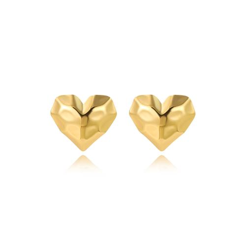 Stainless Steel Stud Earrings 304 Stainless Steel Heart plated for woman golden Sold By Pair