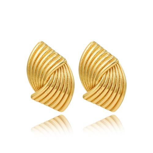 Stainless Steel Stud Earrings, 304 Stainless Steel, plated, for woman, golden, Sold By Pair