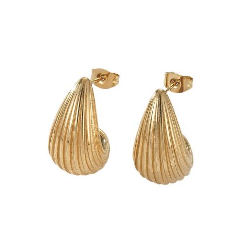 Titanium Steel  Earring, plated, for woman, golden, 23x15mm, Sold By Pair