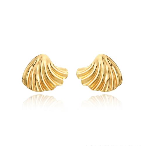 Titanium Steel  Earring, plated, for woman, golden, Sold By Pair