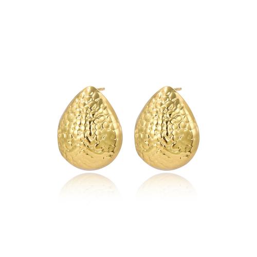 Stainless Steel Stud Earrings 304 Stainless Steel plated for woman golden Sold By Pair