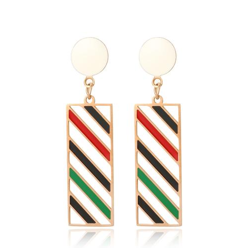 Titanium Steel  Earring plated for woman & enamel golden Sold By Pair