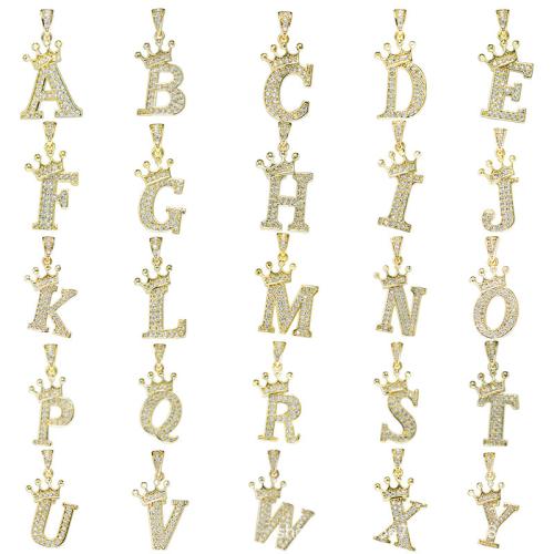 Zinklegierung Schmuck Halskette, mit Verlängerungskettchen von 5cm, Buchstaben sind von A bis Z & verschiedene Stile für Wahl & für Frau & mit Strass, goldfarben, Länge:46 cm, verkauft von PC
