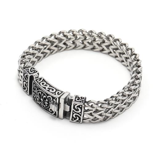 Titanium Steel Bracelet & Bangle, polished, punk style & for man, original color, Sold By PC