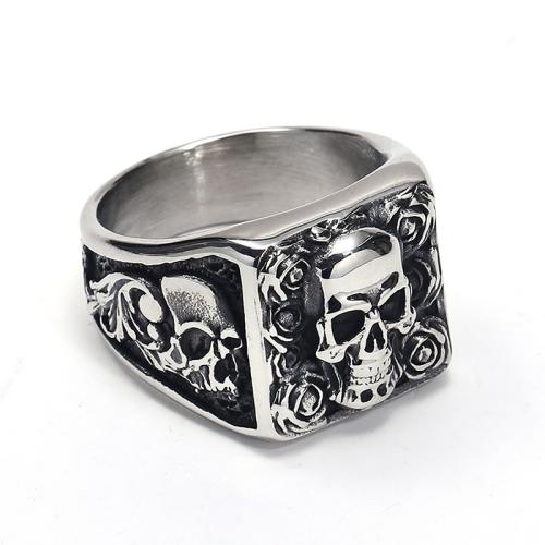 Titanium Čelik Finger Ring, punk stil & različite veličine za izbor & za čovjeka, izvorna boja, Prodano By PC