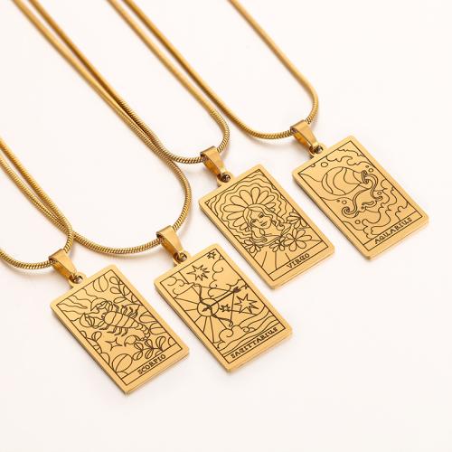 Titanium Steel Necklace polished Zodiac symbols jewelry & Unisex golden Sold By PC