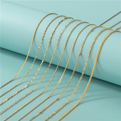 925 Sterling Sølv Halskæde Chain, guldfarve belagt, du kan DIY & forskellig størrelse for valg & forskellige stilarter for valg & for kvinde, Solgt af PC