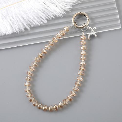 Mobile Phone Lanyard, Crystal, with Tibetan Style, half handmade, for woman, more colors for choice, Length:Approx 15 cm, Sold By PC
