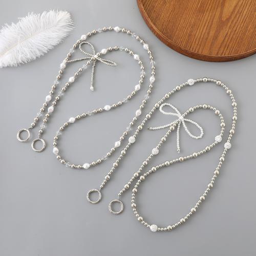 Mobile Phone Lanyard, Plastic, handmade, different styles for choice & for woman, silver color, Length:Approx 60 cm, Sold By PC