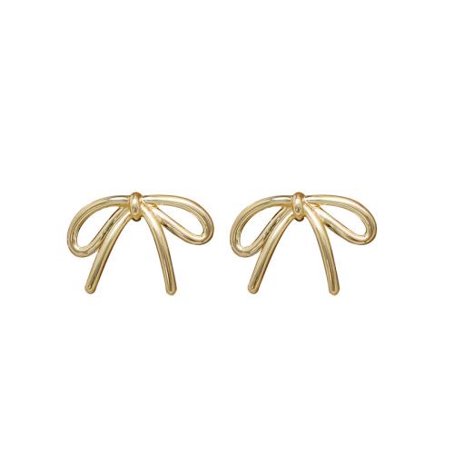 Brass Stud Earring Bowknot fashion jewelry & for woman 20mm Sold By Pair
