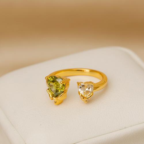 Cubic Zircon Brass δάχτυλο του δακτυλίου, Ορείχαλκος, κοσμήματα μόδας & μικρο ανοίξει κυβικά ζιρκονία & για τη γυναίκα, περισσότερα χρώματα για την επιλογή, Μέγεθος:7, Sold Με PC