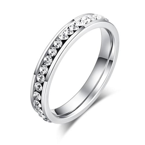 Zirkonia Edelstahl-Finger- Ring, 304 Edelstahl, verschiedene Größen vorhanden & Micro pave Zirkonia & für Frau, keine, width 4mm, verkauft von PC