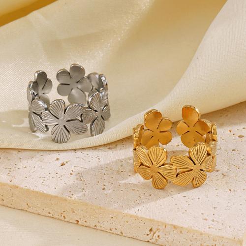Stainless Steel Finger Ring, 304 Stainless Steel, Flower, fashion jewelry & for woman, more colors for choice, Sold By PC