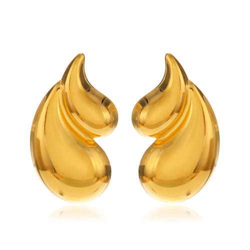 Boucle d'oreille de gaujon en acier inoxydable, Acier inoxydable 304, Plaqué or 18K, bijoux de mode & pour femme, doré, 20x35mm, Vendu par paire