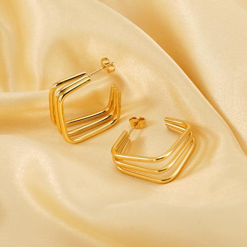 Boucle d'oreille de gaujon en acier inoxydable, Acier inoxydable 304, Plaqué or 18K, bijoux de mode & styles différents pour le choix & pour femme, doré, Vendu par paire