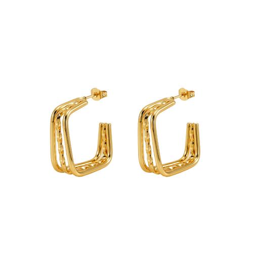 Edelstahl Ohrringe, 304 Edelstahl, 18K vergoldet, Modeschmuck & für Frau, goldfarben, 27x10mm, verkauft von Paar