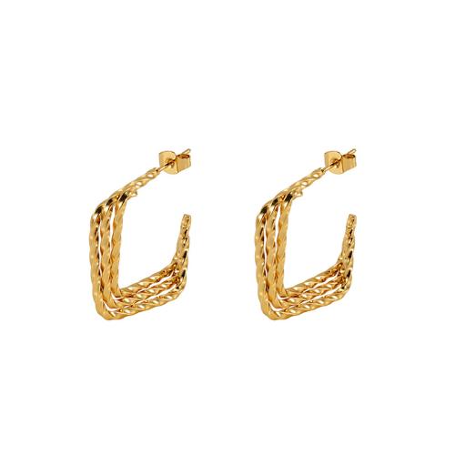 Edelstahl Ohrringe, 304 Edelstahl, 18K vergoldet, Modeschmuck & für Frau, goldfarben, 28x7mm, verkauft von Paar