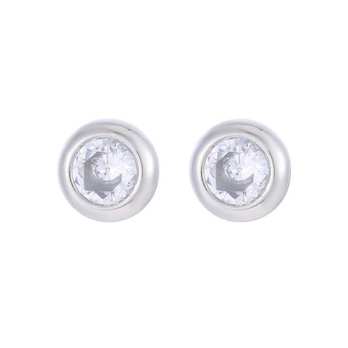 Stainless Steel Stud Earrings 304 Stainless Steel with Cubic Zirconia Vacuum Ion Plating fashion jewelry & for woman 8mm Sold By PC
